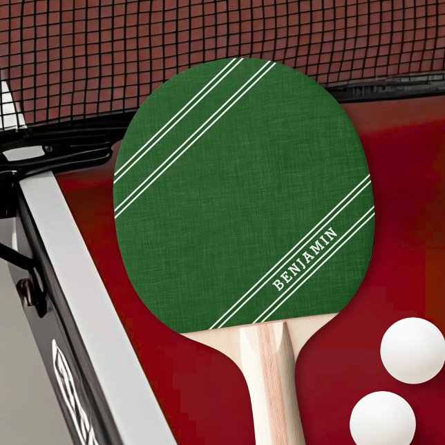 Raquette De Ping Pong Nom du Lecteur blanc vert moderne personnalisé (Green and White Ping Pong Paddle with Custom Player Name)