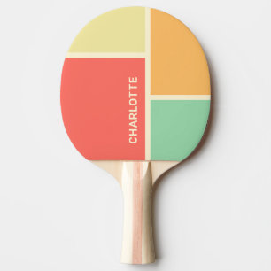 Raquette De Ping Pong Nom du monogramme de bloc de couleur rétro minimal