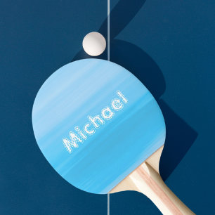 Raquette De Ping Pong Nom du monogramme d'eau de mer bleue