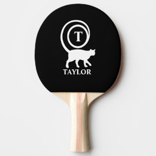 Raquette De Ping Pong Nom du monogramme Kitty initial Chat Lover noir bl