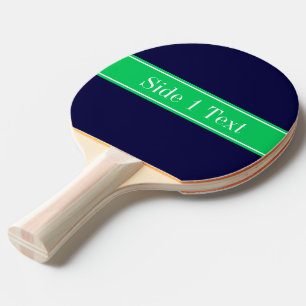 Raquette De Ping Pong Nom du ruban vert émeraude bleu marine uni Monogra