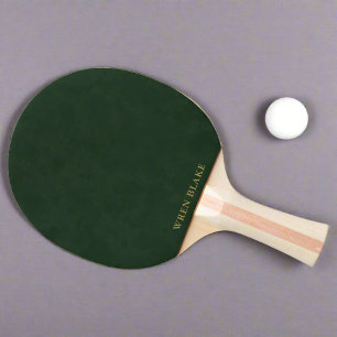 Raquette De Ping Pong Nom du script moderne en cuir et or vert foncé