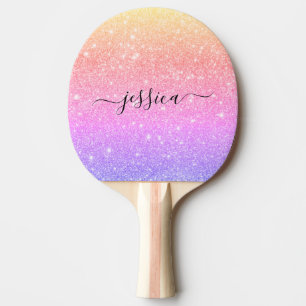 Raquette De Ping Pong Nom du script Rainbow parties scintillant