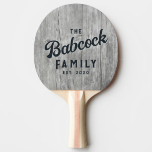 Raquette De Ping Pong Nom et année de la famille rétro en bois gris