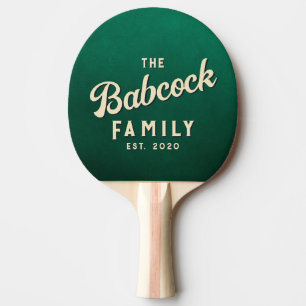 Raquette De Ping Pong Nom et année de la famille rétro vert émeraude