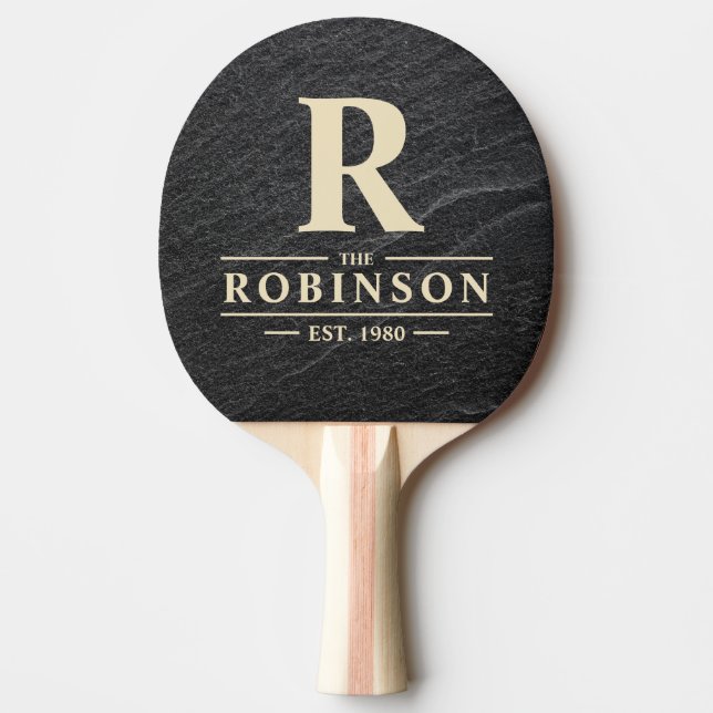 Raquette De Ping Pong Nom et initiale de famille en pierre de granit noi (Devant)
