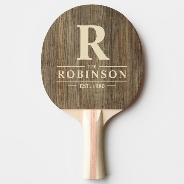 Raquette De Ping Pong Nom et initiale de la famille Hickory Wood (Devant)