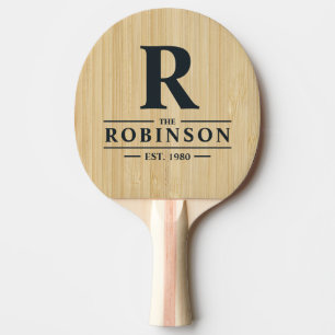 Raquette De Ping Pong Nom et initiale de la famille Light Bamboo