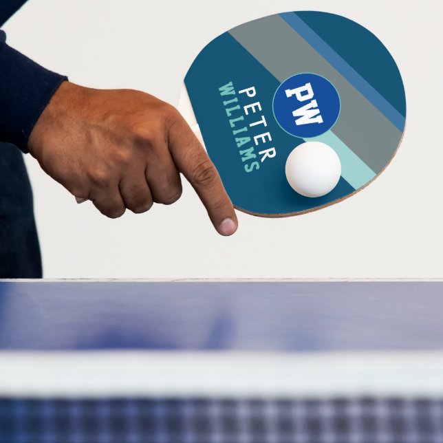 Raquette De Ping Pong Nom et initiales du lecteur Monogramme Cool Modern (Insitu)