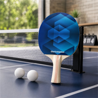 Raquette De Ping Pong Nom Géométrique Bleu Moderne