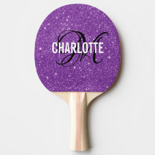 Raquette De Ping Pong Nom monogramme du script de parties scintillant vi