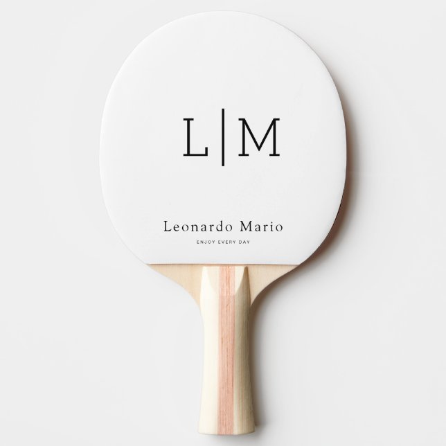 Raquette De Ping Pong Nom Monogramme Moderne Dos en Caoutchouc Rouge (Devant)