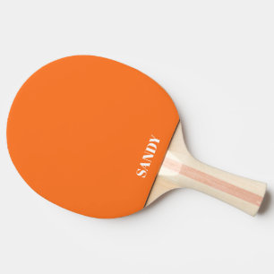 Raquette De Ping Pong nom monogramme moderne orange et blanc