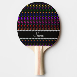 Raquette De Ping Pong Nom noir arc-en-ciel gymnastique coeurs étoiles
