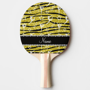 Raquette De Ping Pong Nom pastel jaune gymnastique parties scintillant z
