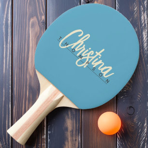 Raquette De Ping Pong Nom peint Aqua Sky du milieu du XXe siècle moderne