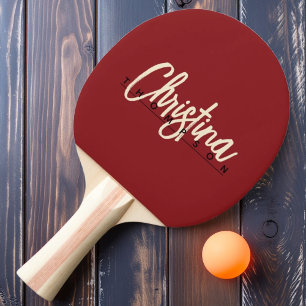Raquette De Ping Pong Nom peint de canneberge profonde de style Mid-Cent