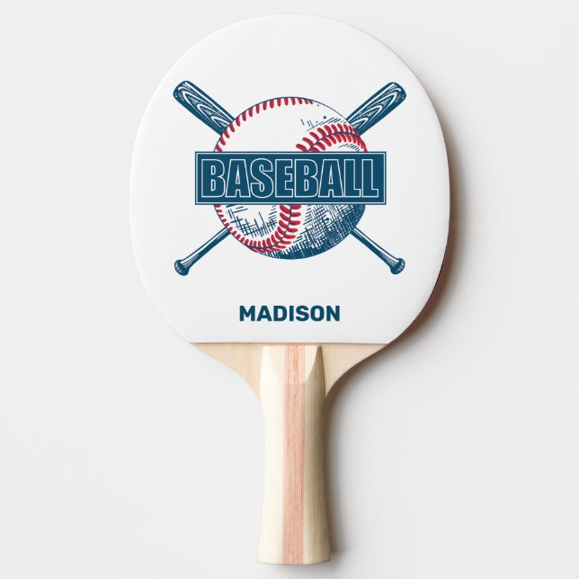 Raquette De Ping Pong Nom personnalisé Baseball (Devant)