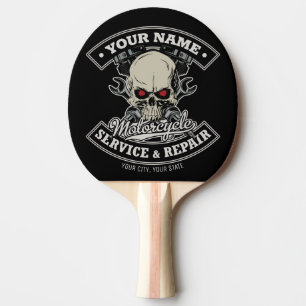 Raquette De Ping Pong Nom personnalisé Biker Mécanique Skull Motorcycle