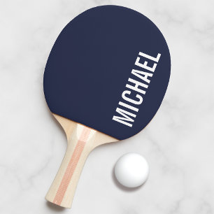 Raquette De Ping Pong Nom personnalisé bleu marine moderne minimaliste