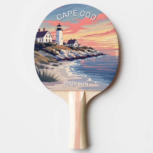 Raquette De Ping Pong Nom personnalisé Cape Cod Massachusetts (Devant)