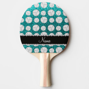 Raquette De Ping Pong Nom personnalisé clair aqua parties scintillant v