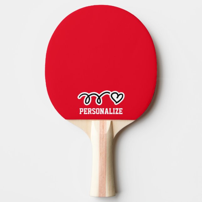 Raquette De Ping Pong Nom personnalisé conception coeur pagaie de ping p (Devant)
