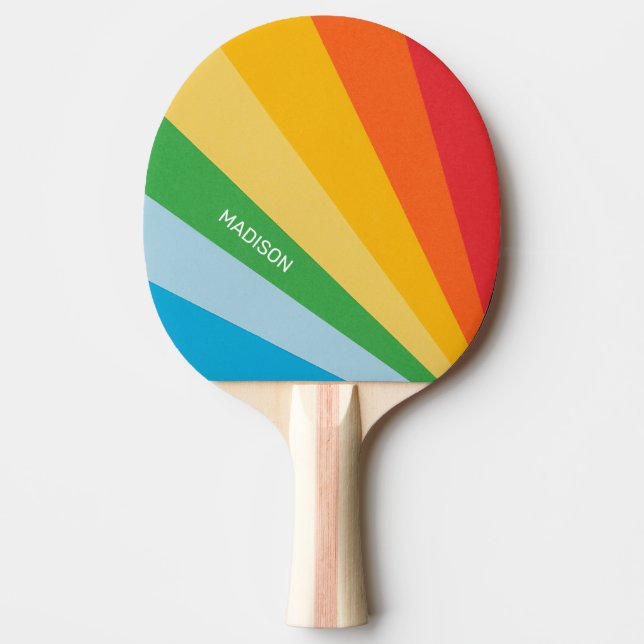 Raquette De Ping Pong Nom personnalisé Couleurs arc-en-ciel (Devant)