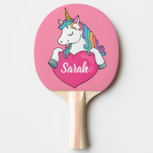 Raquette De Ping Pong Nom personnalisé Cute Unicorn 