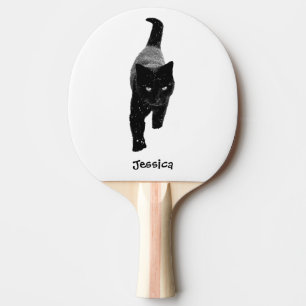 Raquette De Ping Pong Nom personnalisé du chat noir