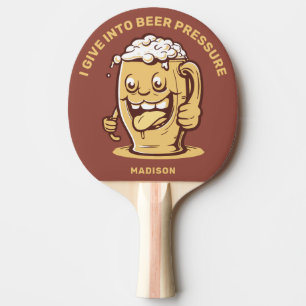 Raquette De Ping Pong Nom personnalisé et bière texte amusant