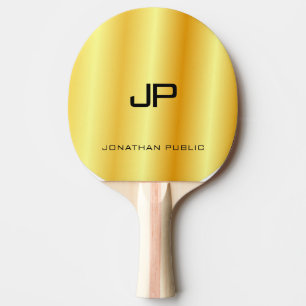Raquette De Ping Pong Nom personnalisé Faux Gold Metallo Look Monogramme