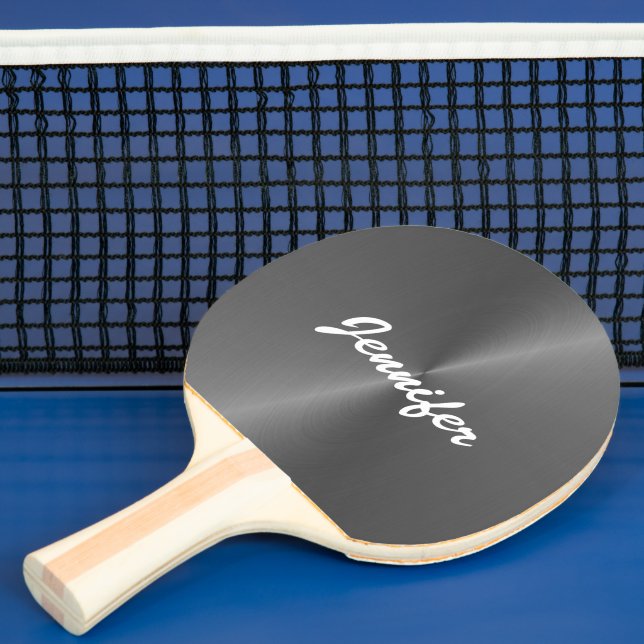 Raquette De Ping Pong Nom personnalisé gris brillant faux métal (Insitu)