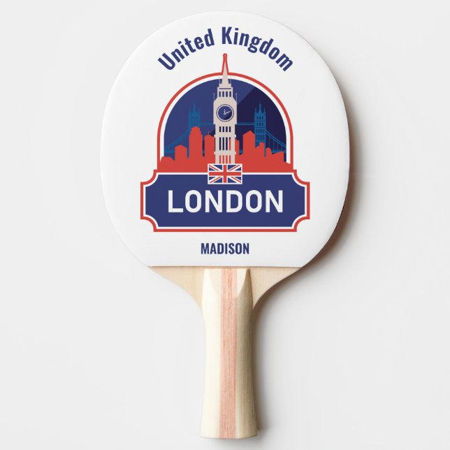 Raquette De Ping Pong Nom personnalisé Londres (Devant)