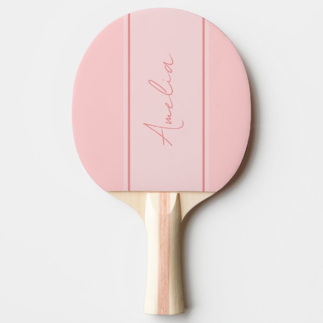 Raquette De Ping Pong Nom personnalisé minimal rose pâle (Devant)