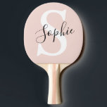Raquette De Ping Pong Nom personnalisé moderne Monogram Pastel Rose<br><div class="desc">Nom personnalisé moderne Monogram Pastel Rose</div>