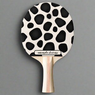 Raquette De Ping Pong Nom personnalisé Motif de typographie noire Abstra
