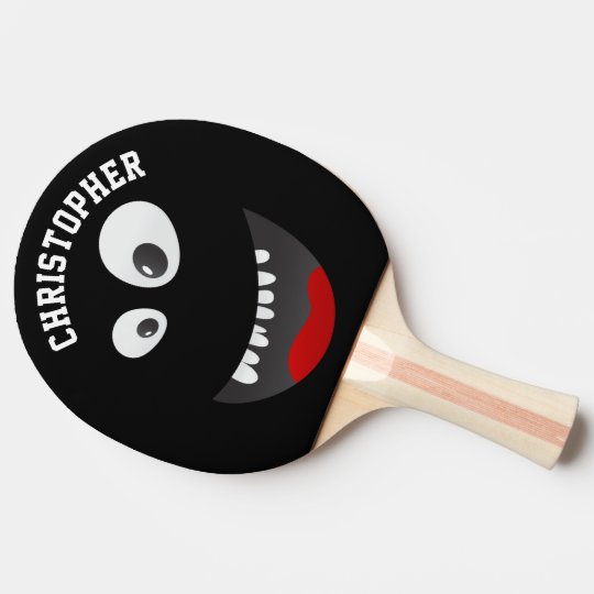 Raquette De Ping Pong Nom Personnalise Par Nouveaute Effrayante Noire Zazzle Fr