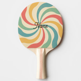 Raquette De Ping Pong Nom personnalisé Retro Stripes Typographie