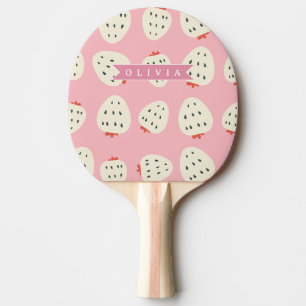 Raquette De Ping Pong Nom personnalisé rose fraise mignon fille