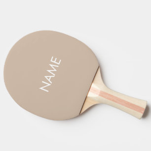 Raquette De Ping Pong Nom personnalisé texte monogramme beige tan minima