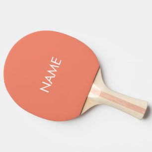 Raquette De Ping Pong Nom personnalisé texte monogramme saumon orange