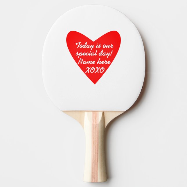 Raquette De Ping Pong Nom personnalisé Valentine's Day XO (Devant)