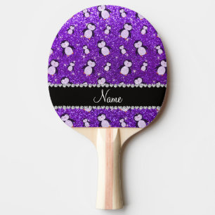 Raquette De Ping Pong Nom personnel indigo pingouins à parties scintilla