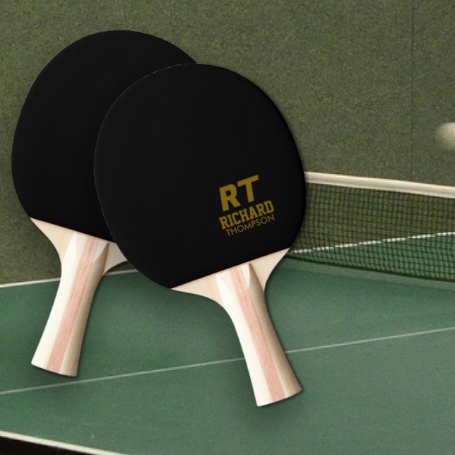 Raquette De Ping Pong Nom simple Monogramme du joueur de tennis de table (Créateur téléchargé)