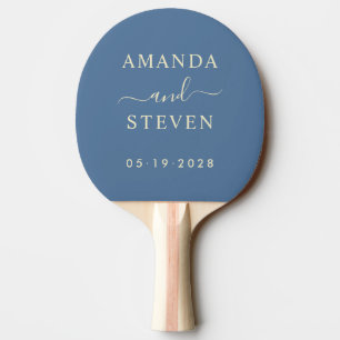 Raquette De Ping Pong Noms de Couple Capri Blue avec Date de Mariage