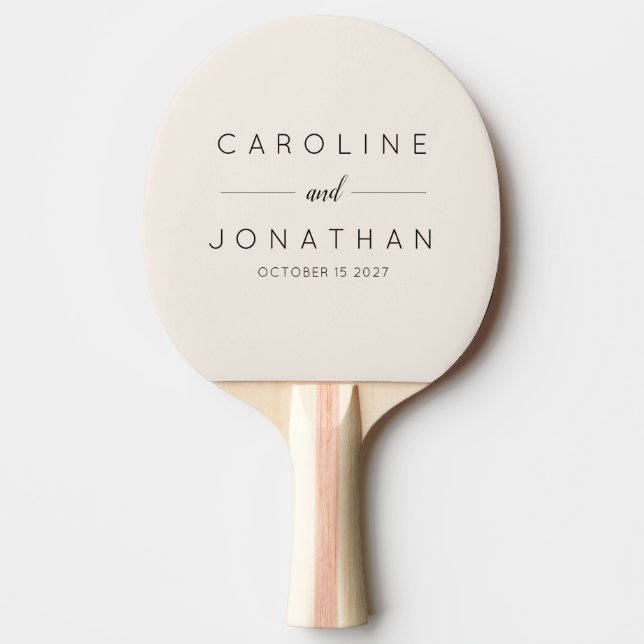 Raquette De Ping Pong Noms de mariage personnalisés minimalistes moderne (Devant)