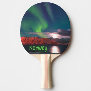 Raquette De Ping Pong Norvège Lumières nordiques scandinaves Clips rouge