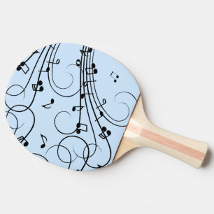 Raquette De Ping Pong Notes de musique fantaisie Bleu