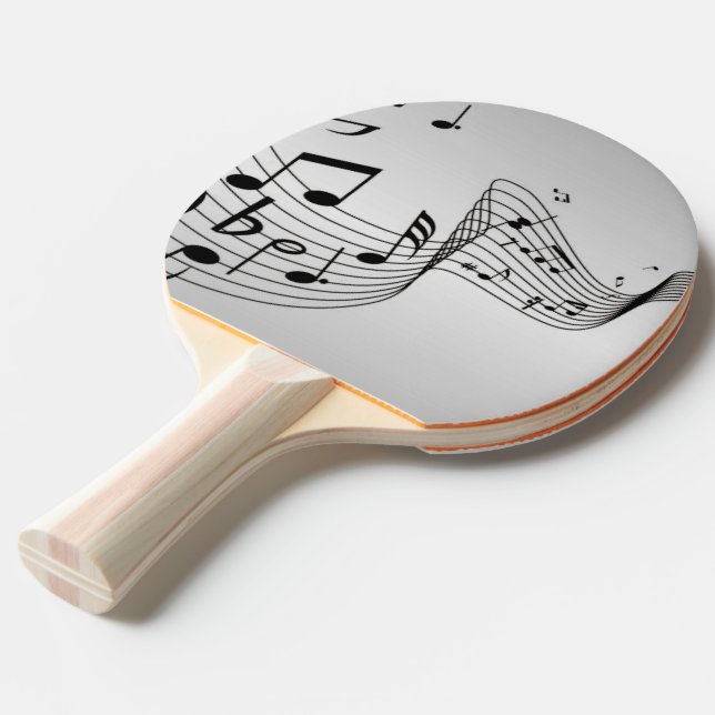 Raquette De Ping Pong Notes de musique sur argent (Devant Angle)
